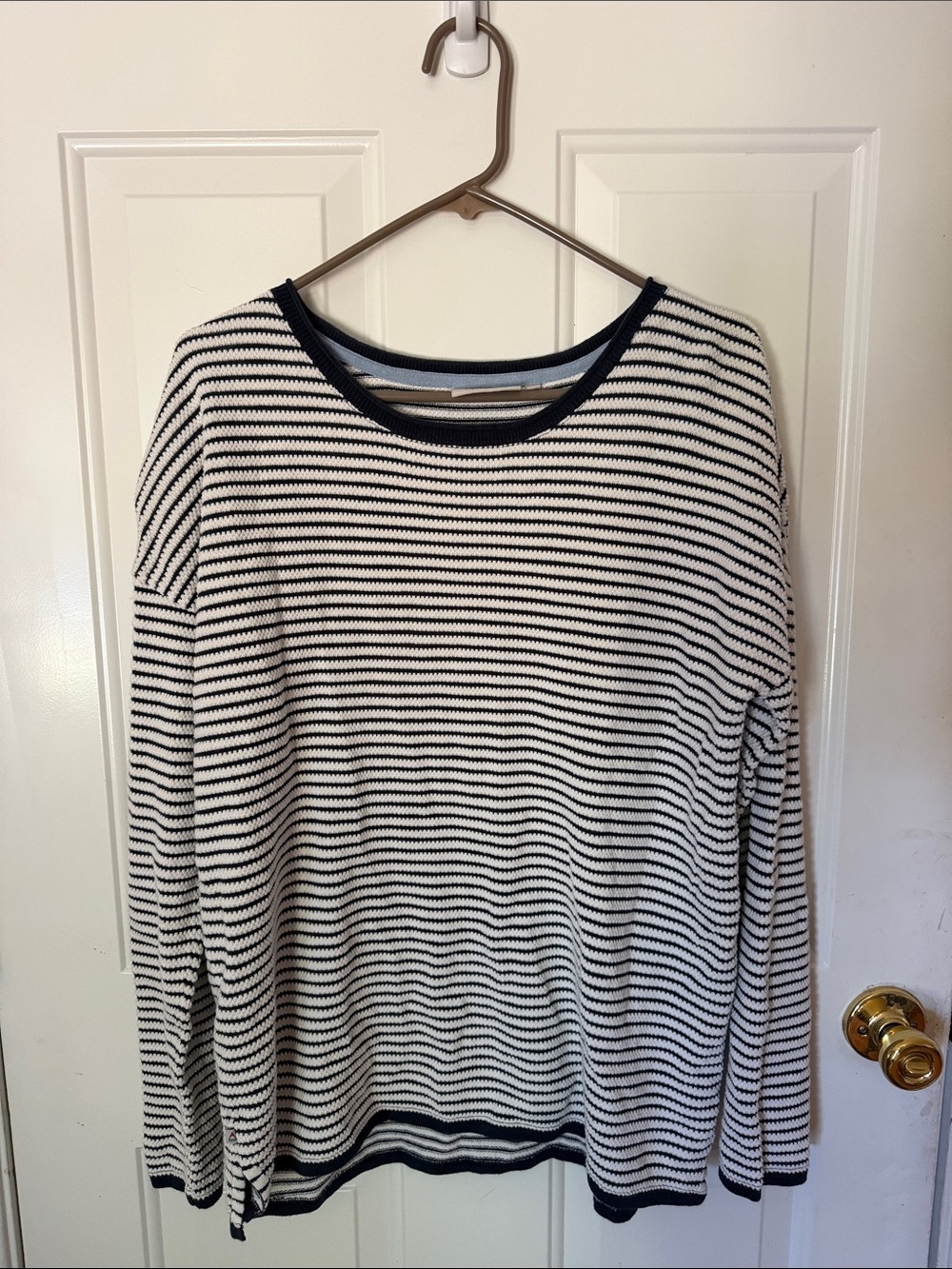 Striped Navy and White Long Sleeve Sweater - Classic Casual